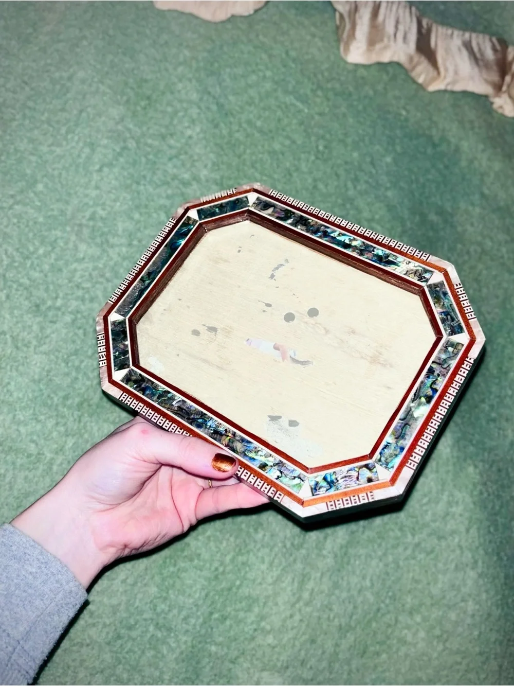 Vtg 1980s Handmade Egyptian Inlaid Paua & Abalone Shell Picture Frame